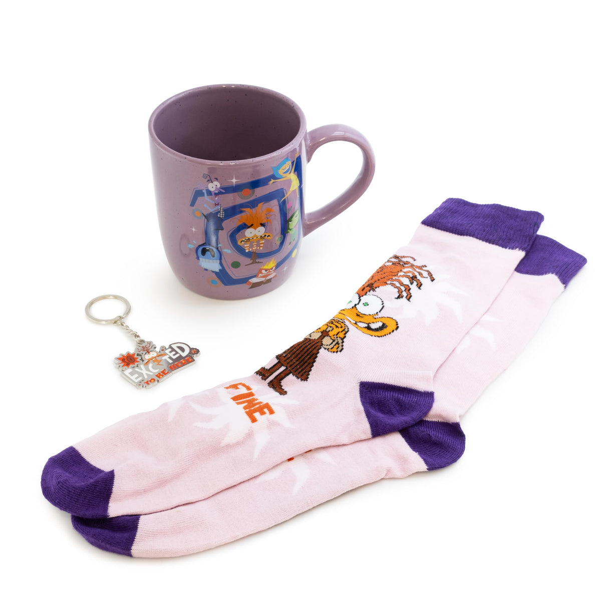 Culture Fly Inside Out Mug, Socks, and Keychain Gift Set Bundle, 3 Piece Collection