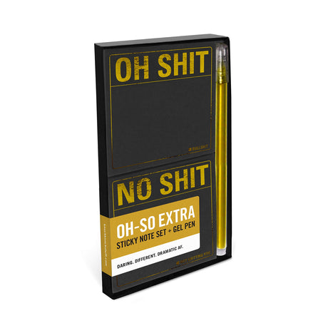 Knock Knock Oh Shit/No Shit Sticky Note Set with Metallic Gel Pen