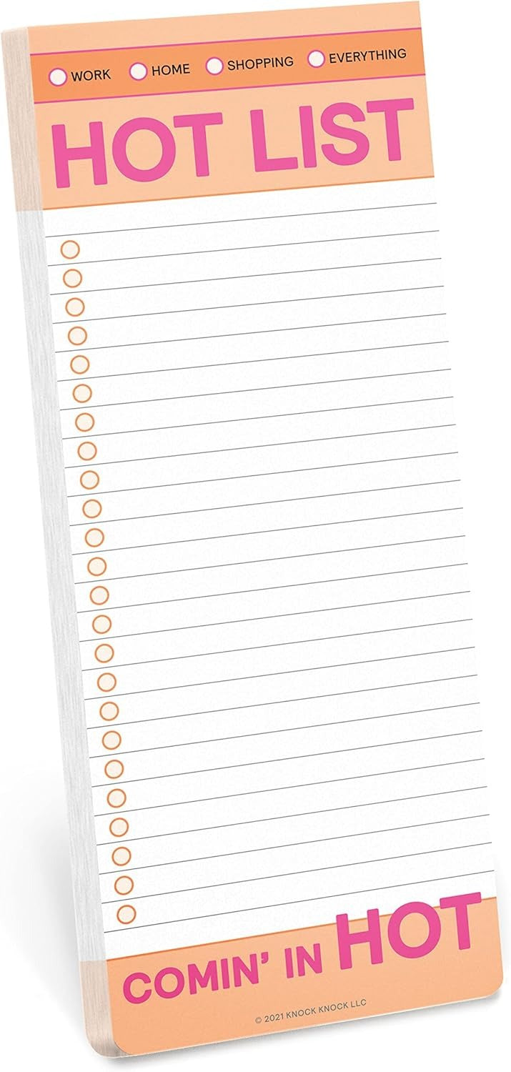 Knock Knock Hot List Make-a-List Pad - Agenda Planner Pad & To Do Pad
