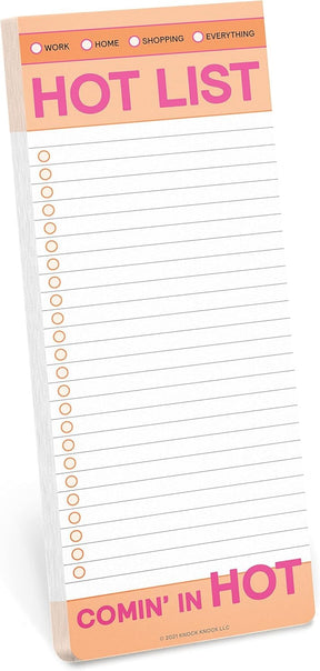 Knock Knock Hot List Make-a-List Pad - Agenda Planner Pad & To Do Pad