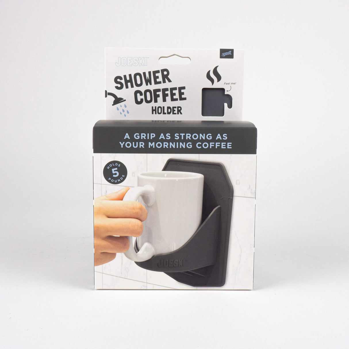 30 Watt JOESKI | Portable Shower Coffee Cup Holder | All Hot Beverages | Patented Silicone Grips Any Shiny Bath Surface 
