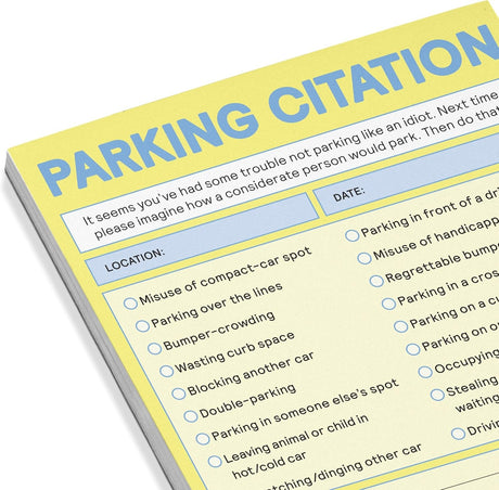 Knock Knock Parking Citation Nifty Note Pad: Fake Parking Ticket Pad