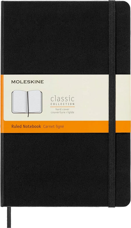 Moleskine Classic Notebook, Large, Ruled, Black, Hard Cover (5 x 8.25) 