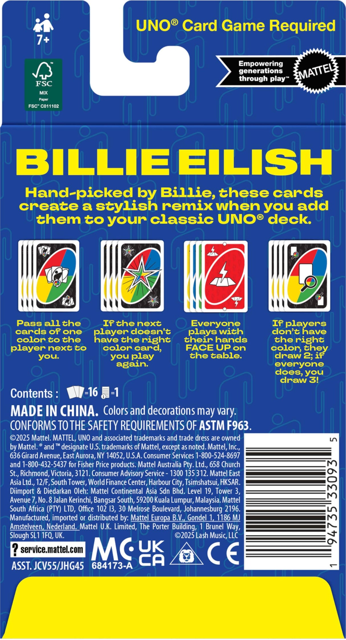 UNO Billie Eilish Add-On Pack Card Game