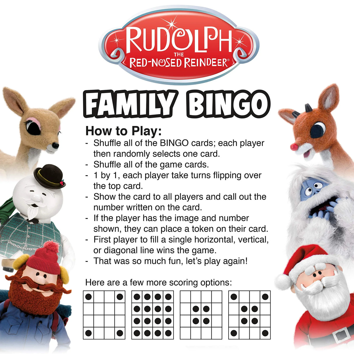 AQUARIUS - Rudolph the Red-Nosed Reindeer Family Bingo Game.