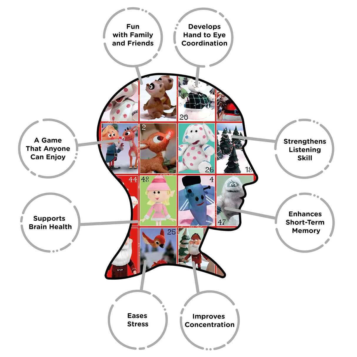 AQUARIUS - Rudolph the Red-Nosed Reindeer Family Bingo Game.