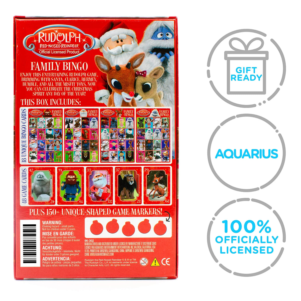 AQUARIUS - Rudolph the Red-Nosed Reindeer Family Bingo Game.