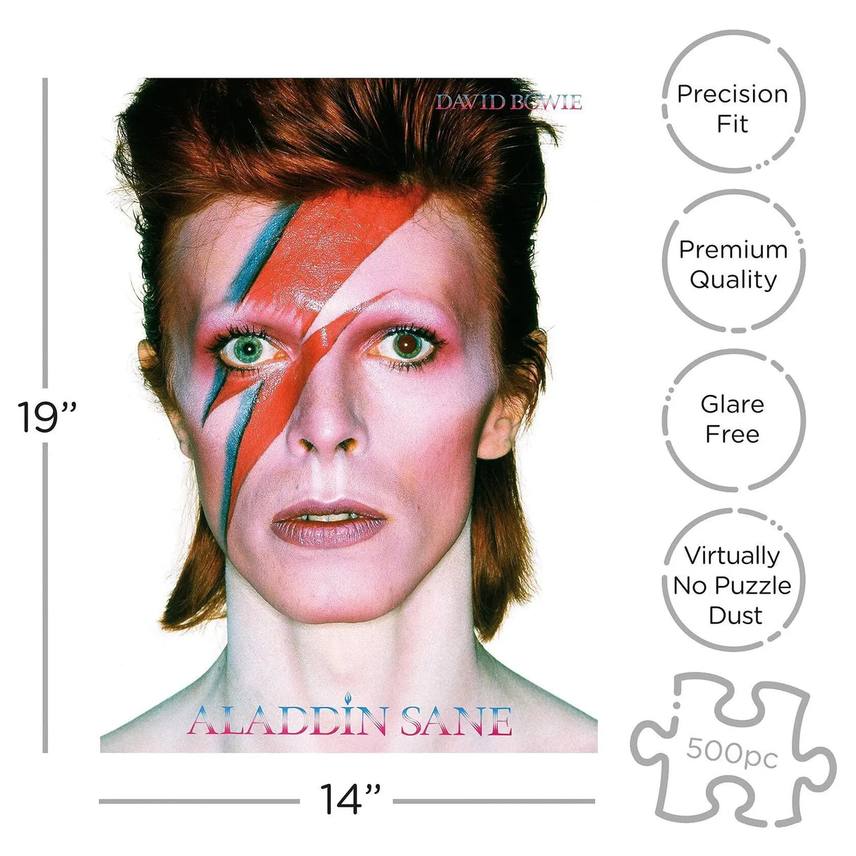 Aquarius David Bowie Aladdin Sane Puzzle (500 Piece Jigsaw Puzzle) - Glare Free - Precision Fit - Officially Licensed David Bowie Merchandise &