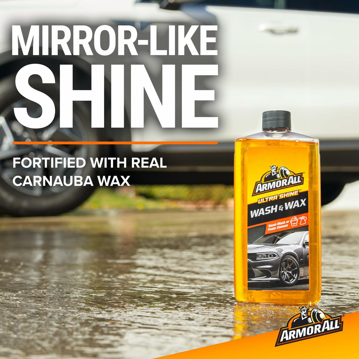 Armor All Ultra Shine Car Wash and Wax, 16 fl oz Bottle.