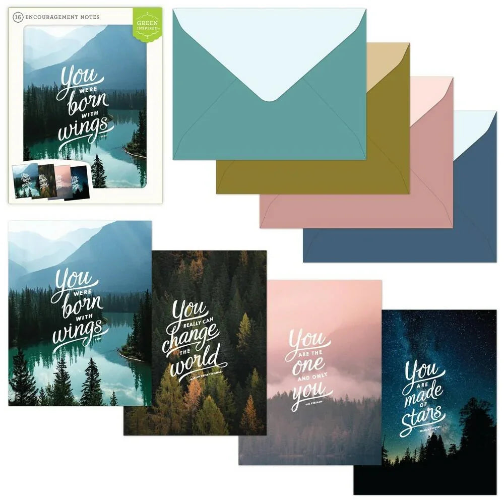 Assorted Encouragement Note Cards Inspired Scenery - 16ct