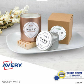 Avery Printable Round Labels - 2.5" Diameter, Glossy White, 90 Labels (22830)