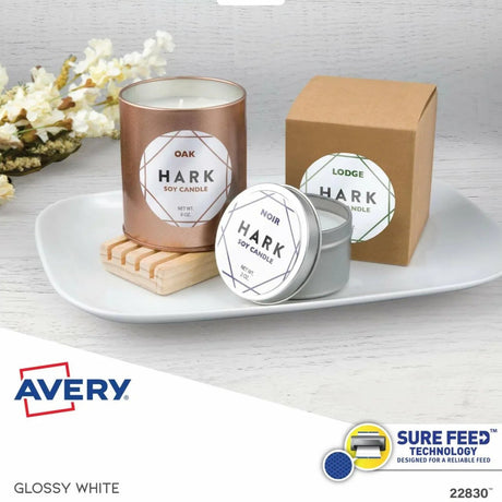 Avery Printable Round Labels - 2.5" Diameter, Glossy White, 90 Labels (22830).