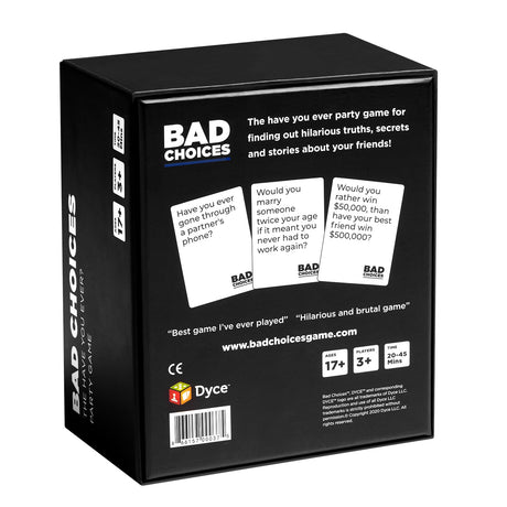 BAD CHOICES Party Game - The Have You Ever?.