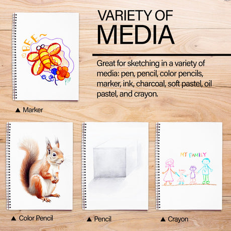 BAZIC Sketch Book 30 Ct. 8.5" X 11", Spiral Side Bound Sketchbook Drawing Pads, Sketching Paper Coloring Book for Artist Kids School, 1-Pack