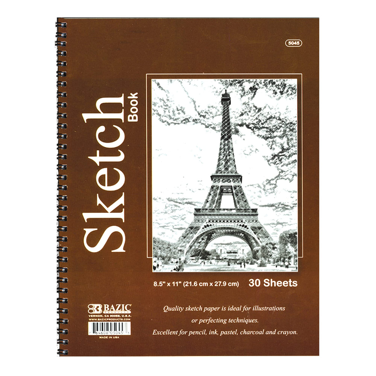 BAZIC Sketch Book 8.5" X 11", Spiral Side Bound Sketchbook Drawing Pad - 30 sheets