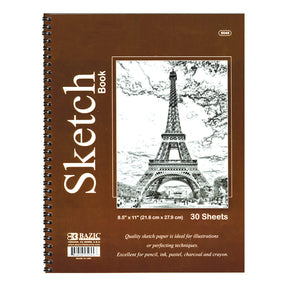 BAZIC Sketch Book 8.5" X 11", Spiral Side Bound Sketchbook Drawing Pad - 30 sheets