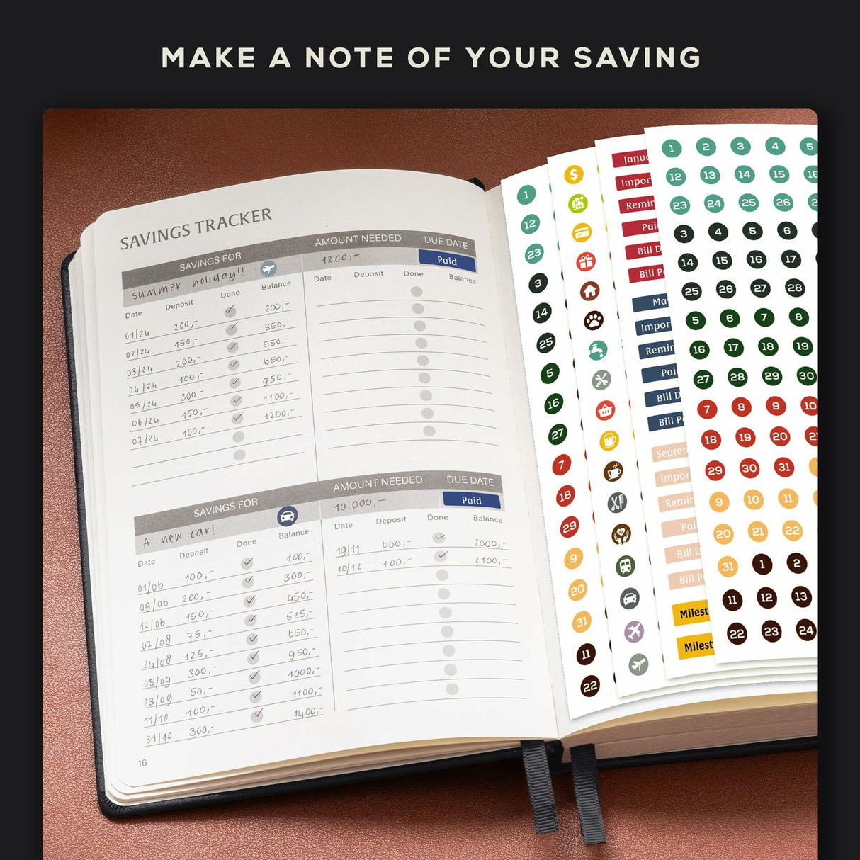 BEECHMORE BOOKS Budget Planner  - Charcoal Black.