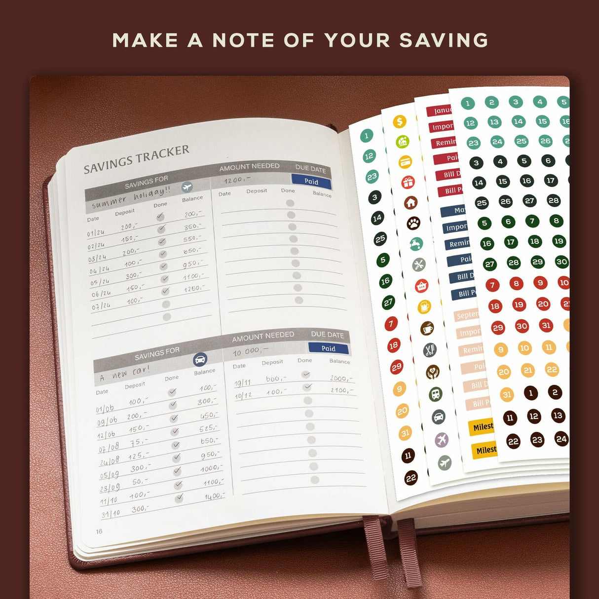 BEECHMORE BOOKS Budget Planner -  Chestnut Brown BEECHMORE BOOKS