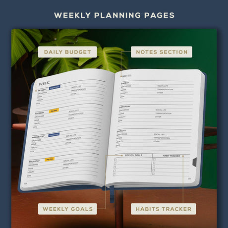 BEECHMORE BOOKS Budget Planner - Symphony Blue