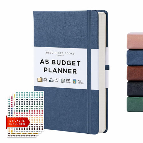 BEECHMORE BOOKS Budget Planner - Symphony Blue.
