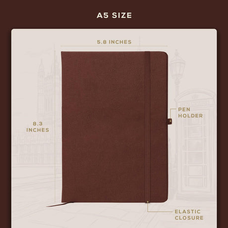 BEECHMORE BOOKS Dotted Journal Bullet Notebook - Chestnut Brown