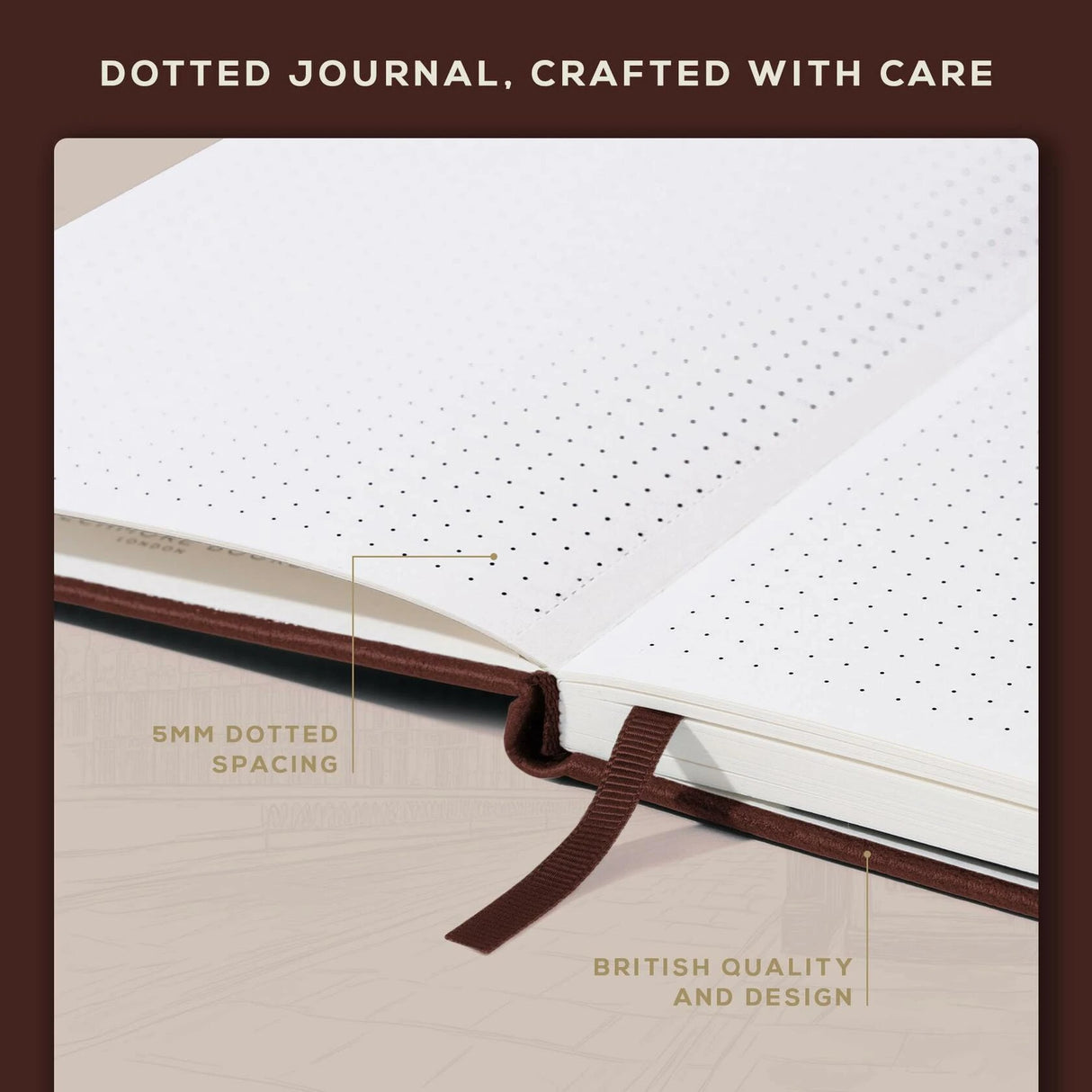 BEECHMORE BOOKS Dotted Journal Bullet Notebook - Chestnut Brown.