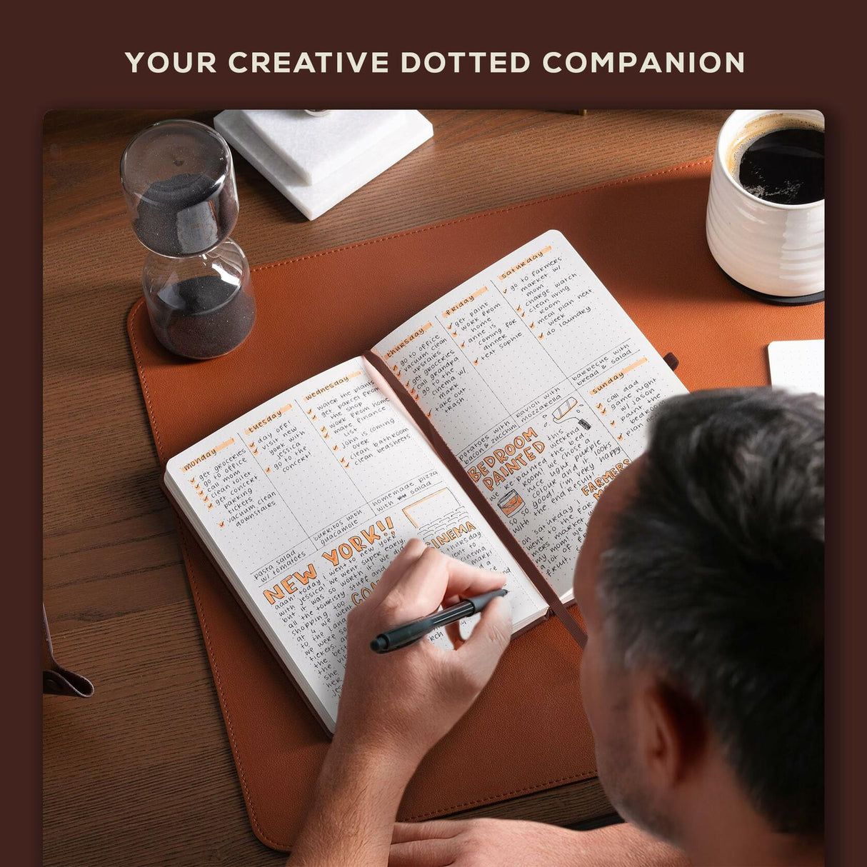 BEECHMORE BOOKS Dotted Journal Bullet Notebook - Chestnut Brown.