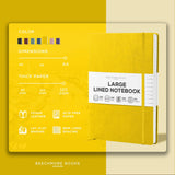 Beechmore Books Large Lined Leather Journal - 8.5 X 11.5 Inch - Yellow