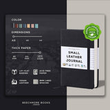 BEECHMORE BOOKS Lined Vegan Leather Journal Notebook - Charcoal Black.