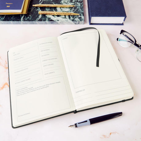 BEECHMORE BOOKS Travel Planner - Vegan Leather - Black