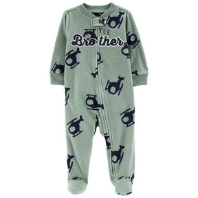 Baby Boy Carter's "Little Brother" Helicopter Zip Fleece Sleep & Play, Infant Boy's, Size: 9 Months, Green