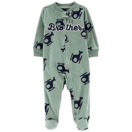 Baby Boy Carter's "Little Brother" Helicopter Zip Fleece Sleep & Play, Infant Boy's, Size: 9 Months, Green