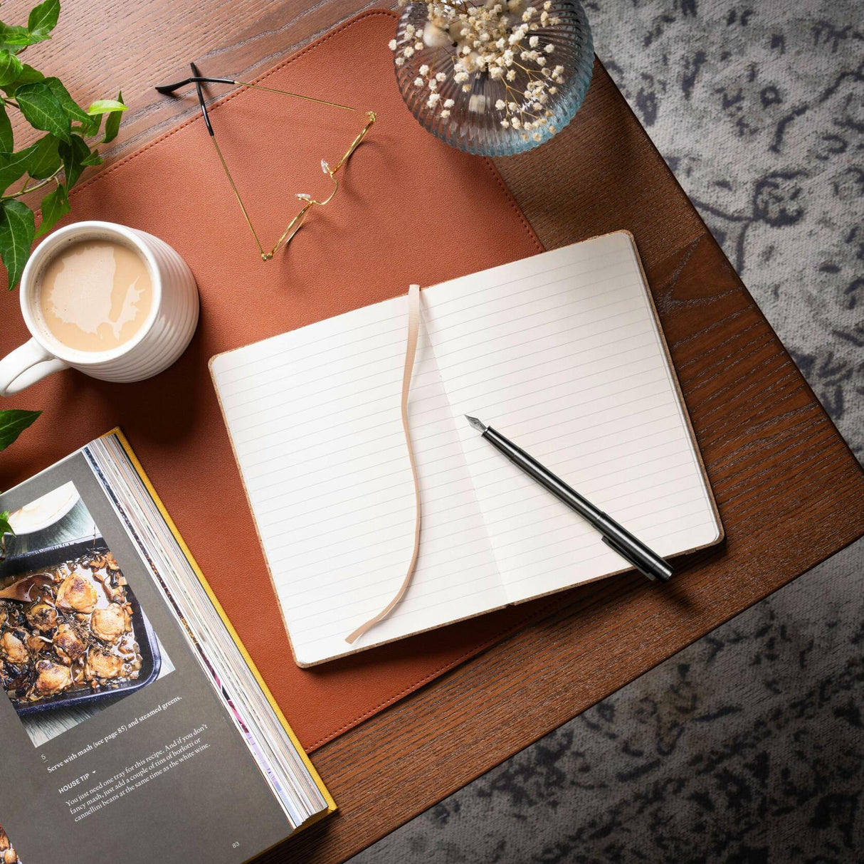 Beechmore Books Ruled Vegan Leather Notebook - Beige Cork.