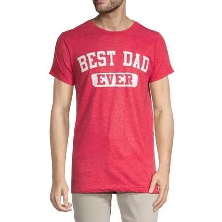 Best Dad Ever Mens Crew Neck Short Sleeve Regular Fit Graphic T-Shirt, Small , Red