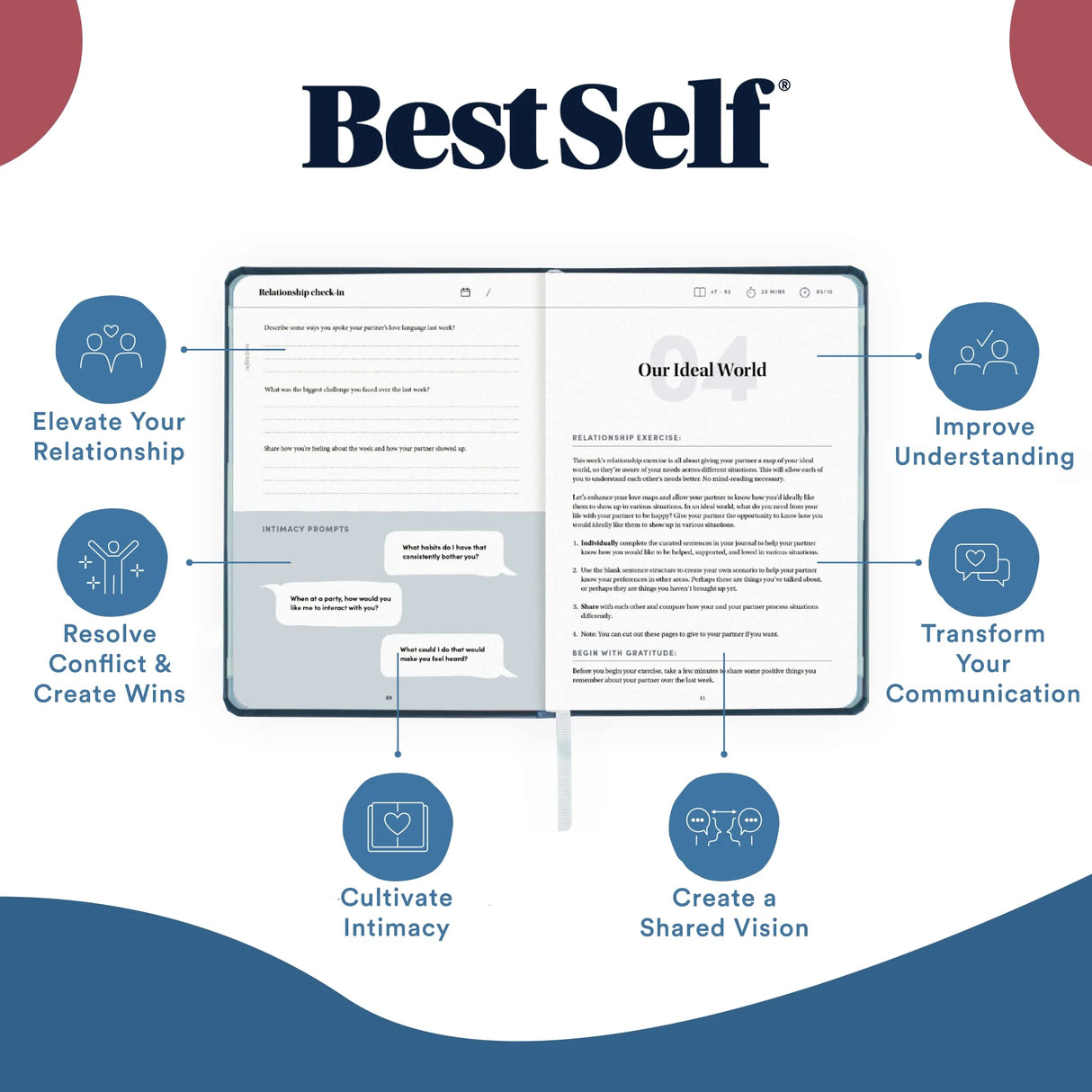 BestSelf Couples Journal for Him and Her 13 Week Marriage Workbooks.