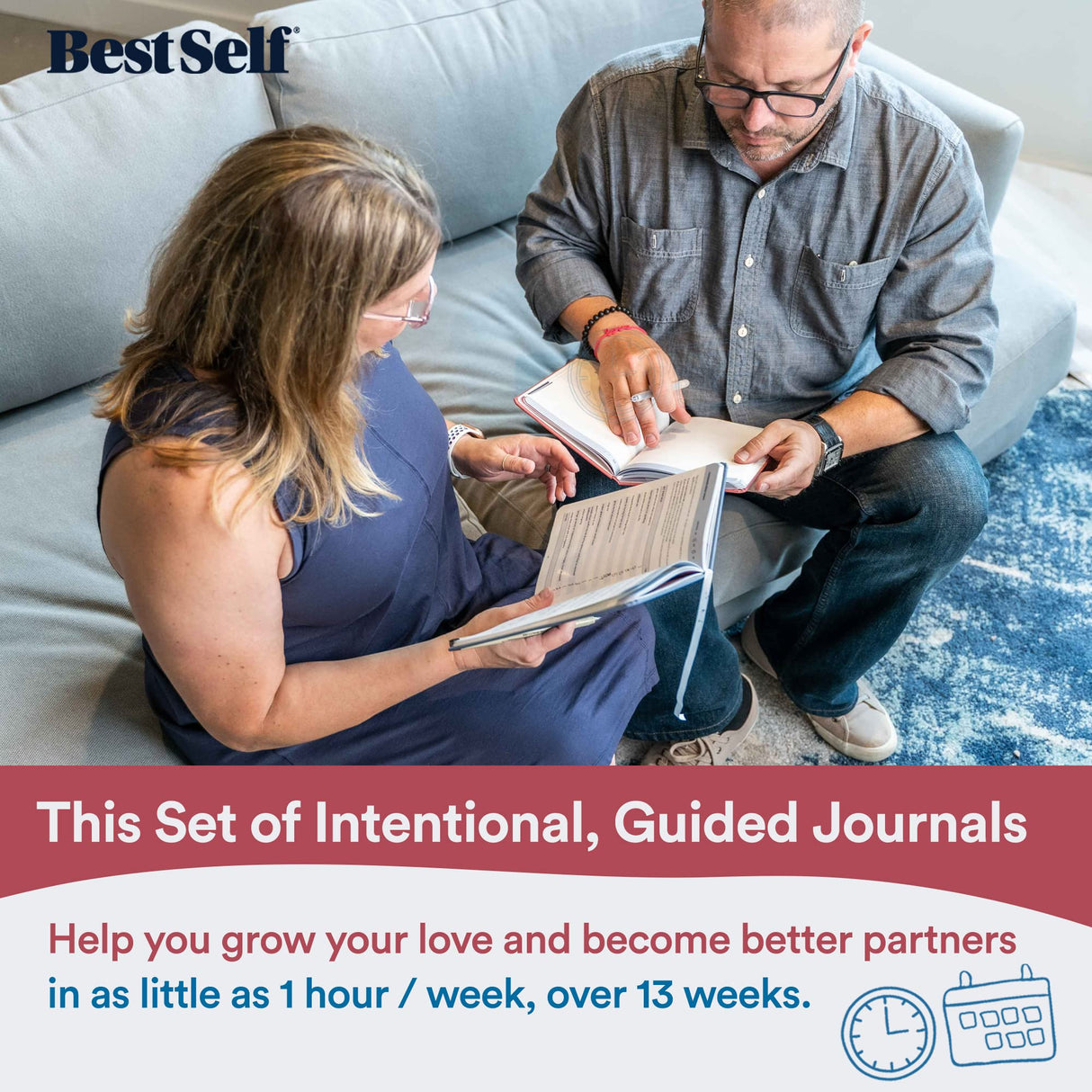 BestSelf Couples Journal for Him and Her 13 Week Marriage Workbooks.