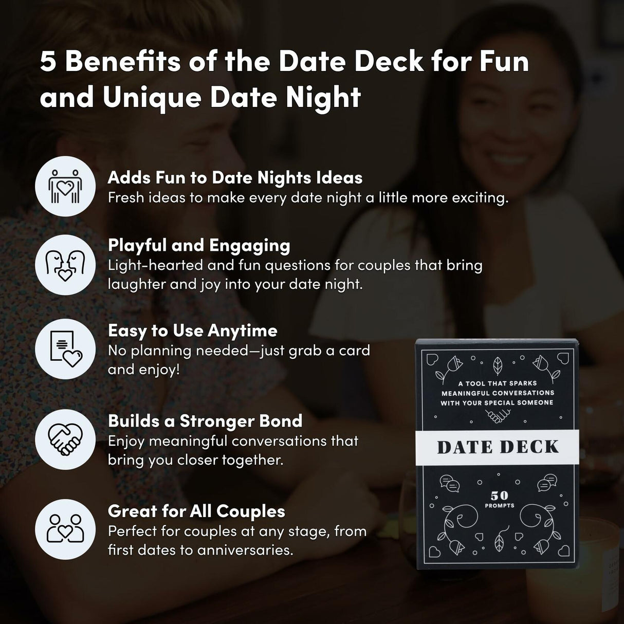 BestSelf Date Deck – 50 Conversation Cards Engaging for Couples.
