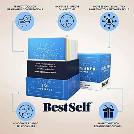BestSelf Icebreaker Deeper Talk Deck - Conversation Starter Card Pack to Deepen Friendships