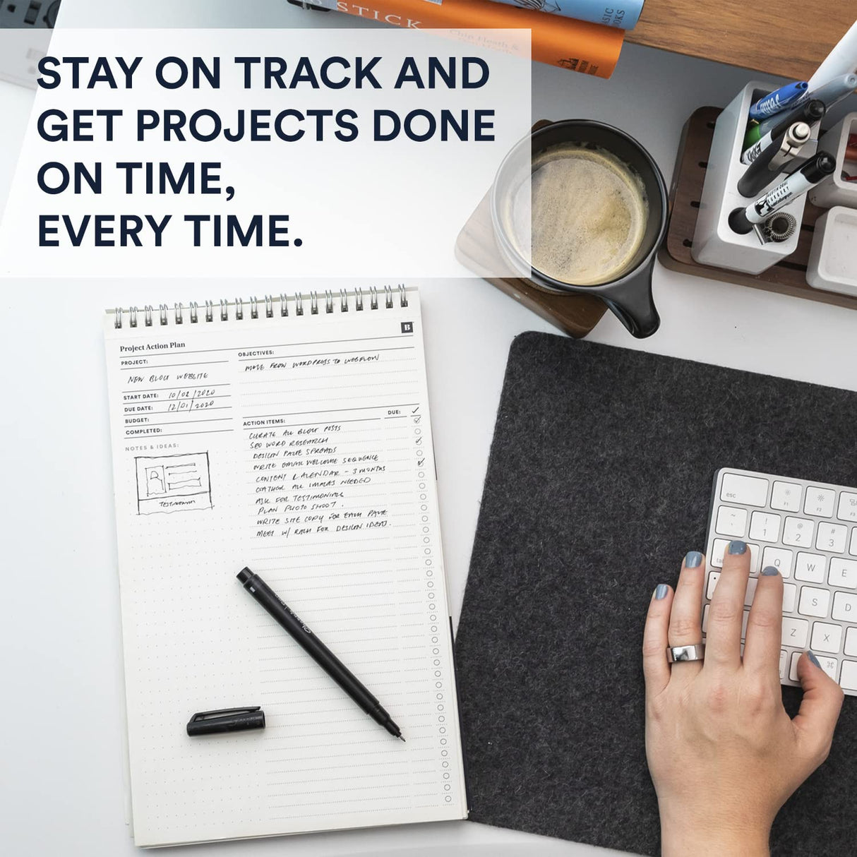 BestSelf Project Action Pad - Daily Task Planner, to-Do List & Action Pad for Boosting Productivity and Effective Project Management.