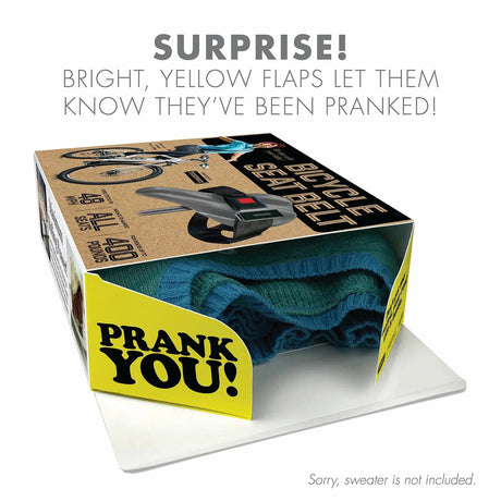 Bicycle Seat Belt Prank Gift Box, Wrap Your Real Present in a Funny Authentic Prank-O Gag Present Box | Novelty Gifting Box for Pranksters 