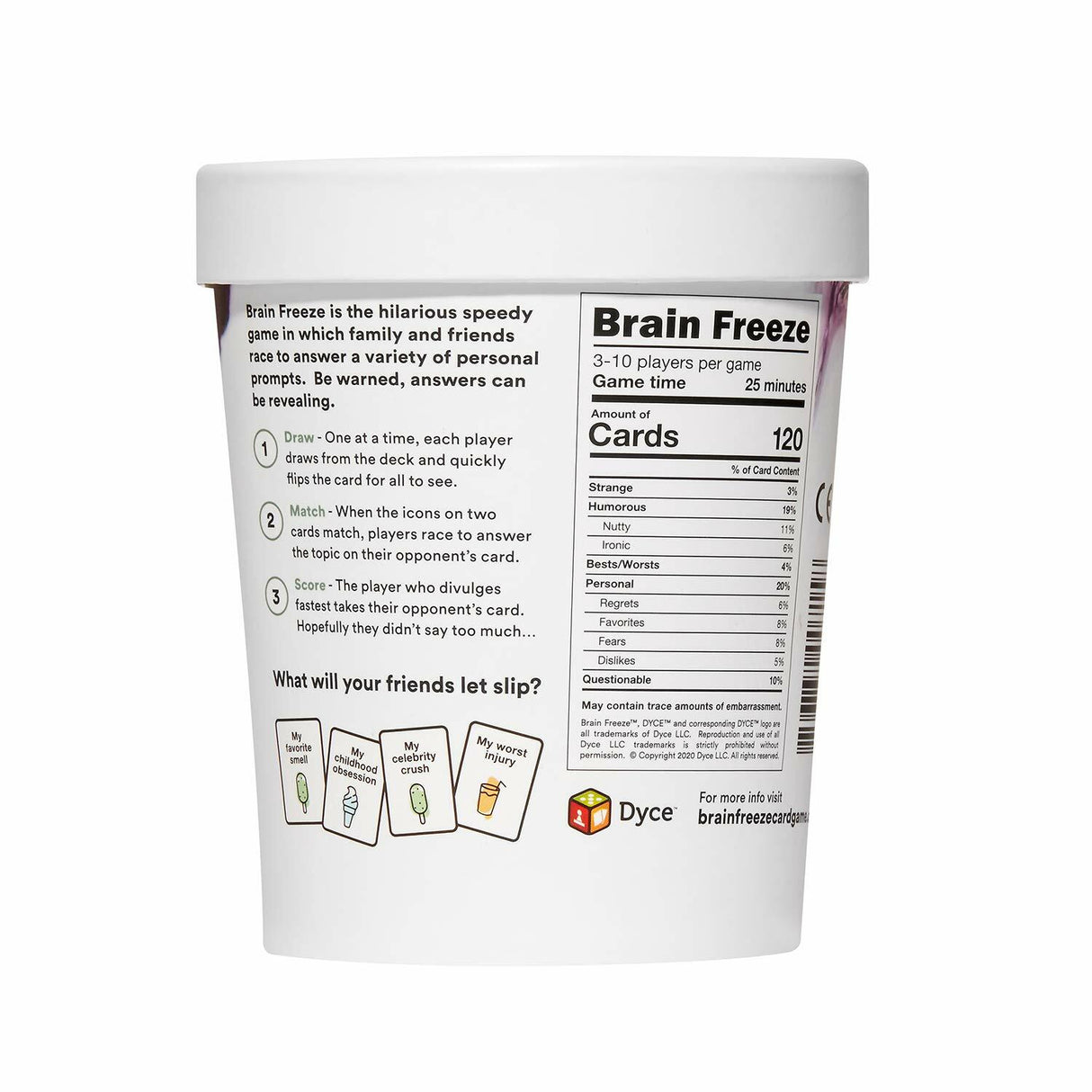 Brain Freeze Family Card Game.
