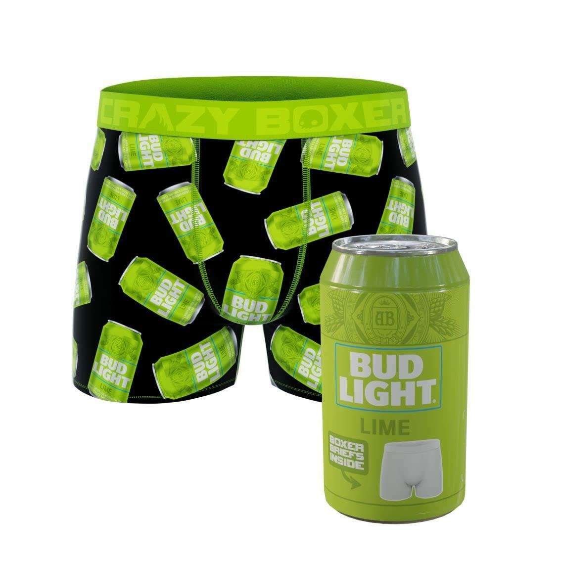 CRAZYBOXER Bud Light Lime Can Men's Boxer Briefs - XL.