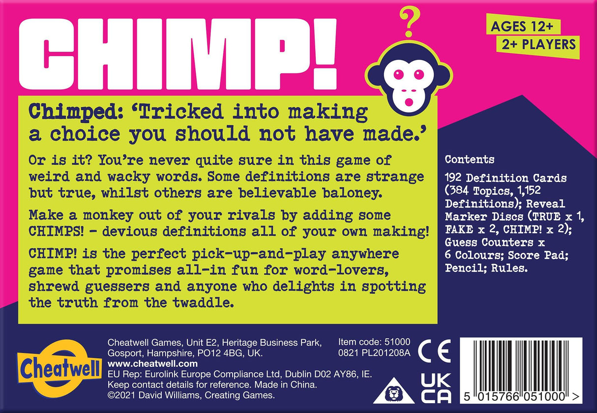Cheatwell Games Chimp! The Devious Definition Game.