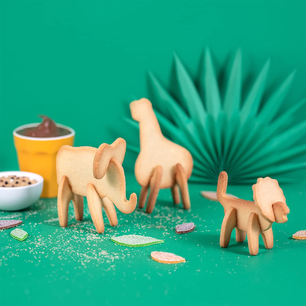 Chefclub Kids 3D Safari Cookie Cutters with Recipe Baking Set.