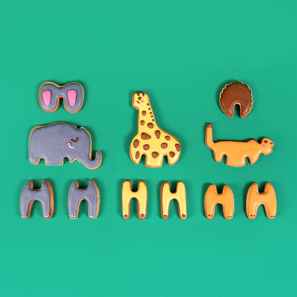 Chefclub Kids 3D Safari Cookie Cutters with Recipe Baking Set.
