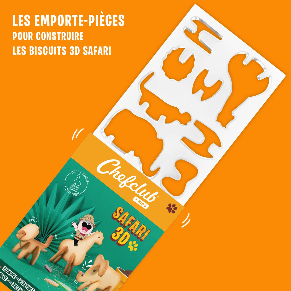 Chefclub Kids 3D Safari Cookie Cutters with Recipe Baking Set.