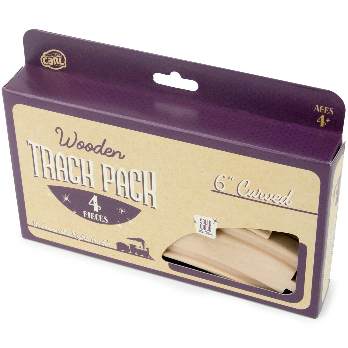 Conductor Carl Wood 6" Curved Train Tracks (Pack of 4).