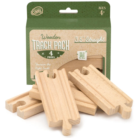 Conductor Carl Wood Train 3.5" Straight Tracks  (Pack of 4).