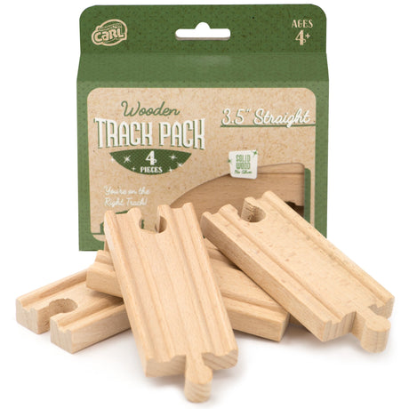Conductor Carl Wood Train 3.5" Straight Tracks  (Pack of 4).