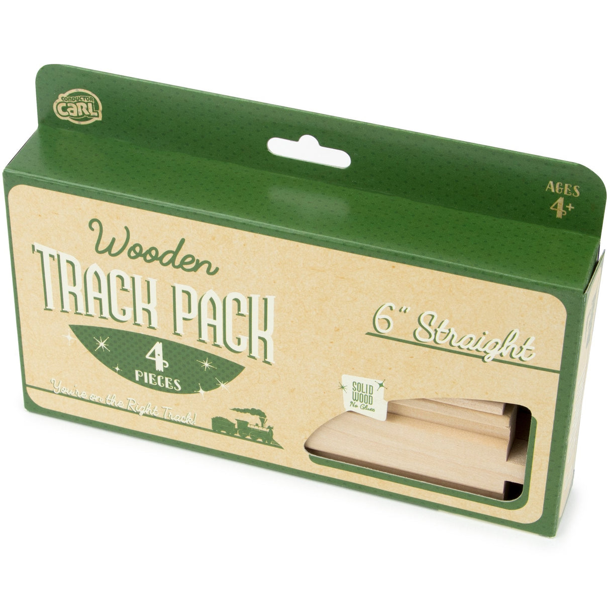 Conductor Carl Wood Train Track 6" Straight Tracks (Pack of 4).